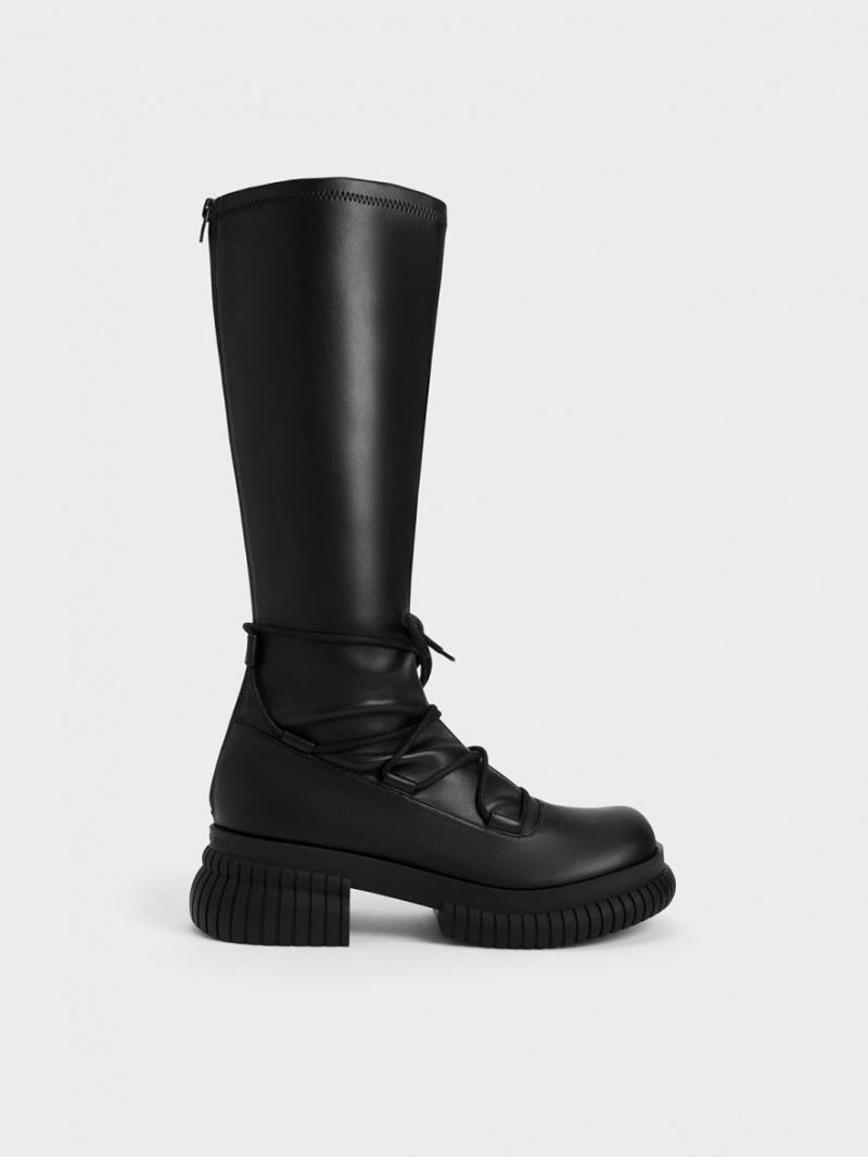 μποτεσ μεχρι το γονατο Charles And Keith Tie-Around μαυρα | 59816-BSMX