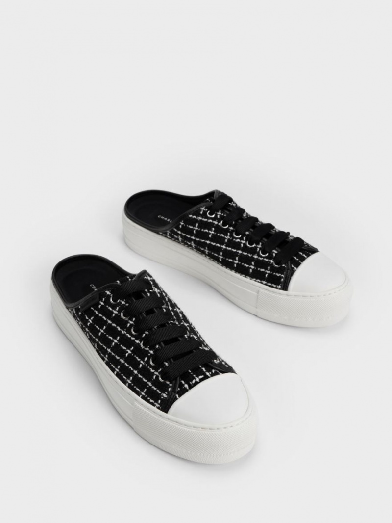 Αθλητικα Παπουτσια χωρισ Κορδονια Charles And Keith Tweed μαυρα | 16980-ILQF