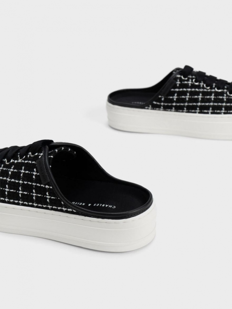 Αθλητικα Παπουτσια χωρισ Κορδονια Charles And Keith Tweed μαυρα | 16980-ILQF