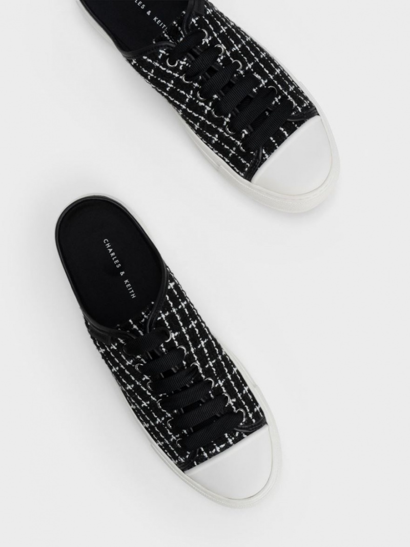 Αθλητικα Παπουτσια χωρισ Κορδονια Charles And Keith Tweed μαυρα | 16980-ILQF