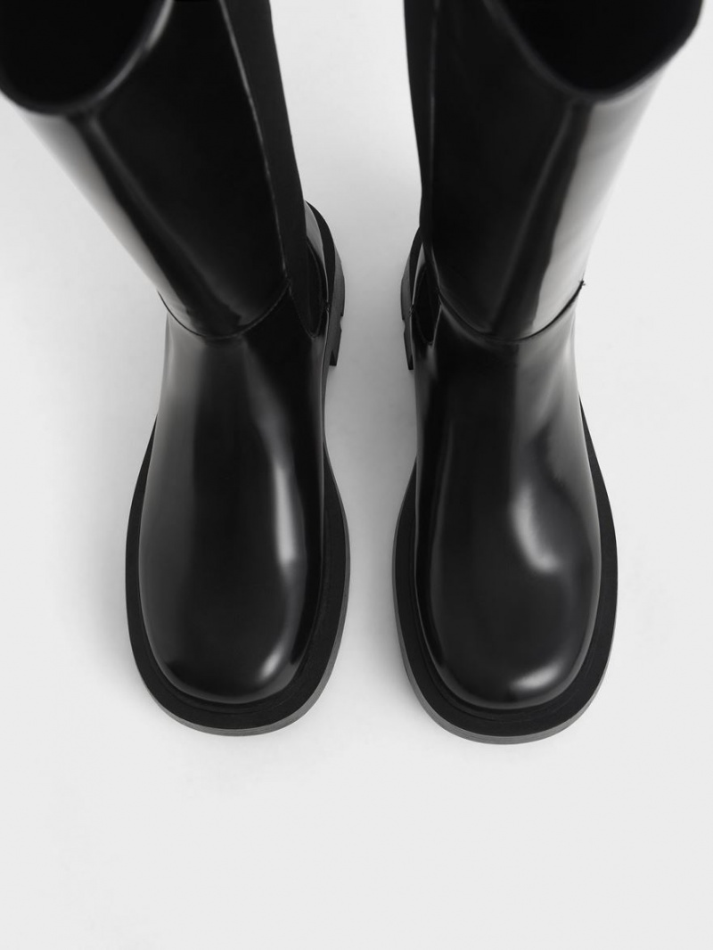 μποτεσ μεχρι το γονατο Charles And Keith Zip-Up Chelsea μαυρα | 52396-JVBA