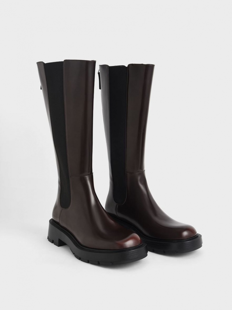 μποτεσ μεχρι το γονατο Charles And Keith Zip-Up Chelsea σκούρο καφε | 37082-ORYS