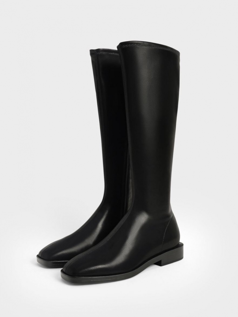 μποτεσ μεχρι το γονατο Charles And Keith φλατ μαυρα | 85743-OBUT