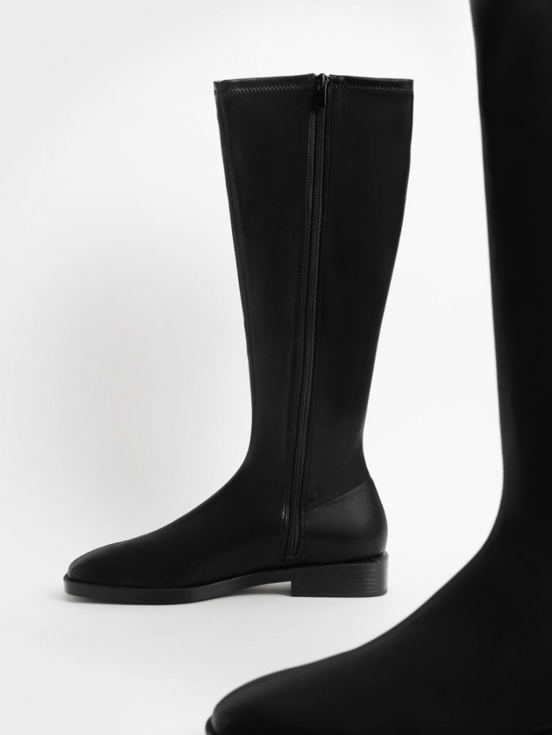 μποτεσ μεχρι το γονατο Charles And Keith φλατ μαυρα | 85743-OBUT