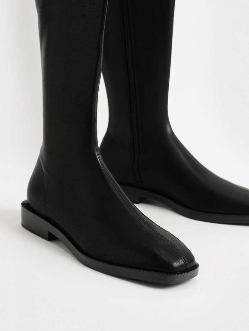 μποτεσ μεχρι το γονατο Charles And Keith φλατ μαυρα | 85743-OBUT