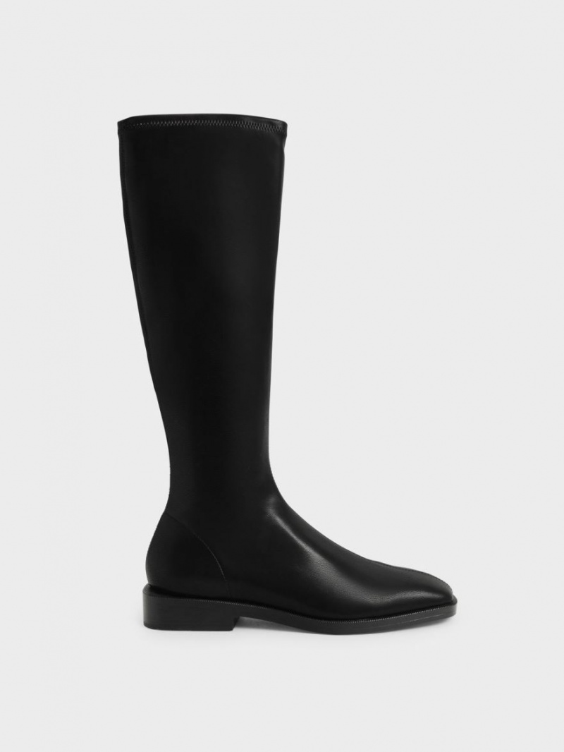 μποτεσ μεχρι το γονατο Charles And Keith φλατ μαυρα | 85743-OBUT