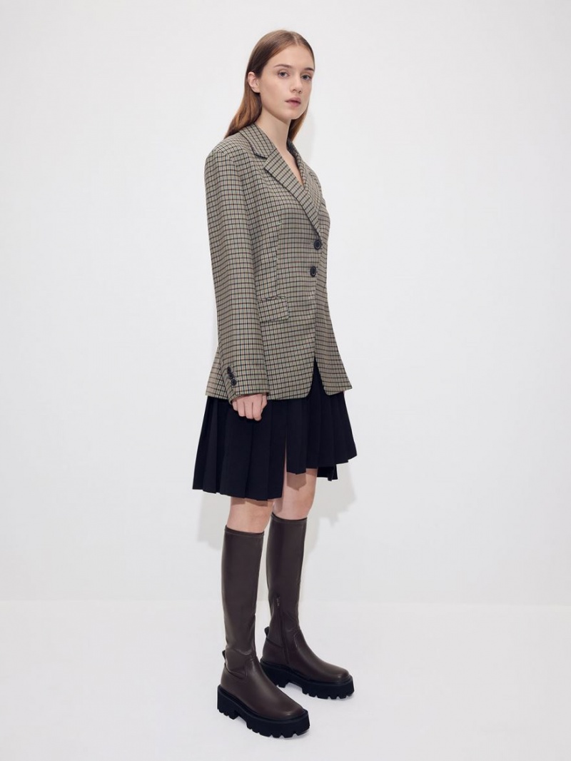 μποτεσ μεχρι το γονατο Charles And Keith Χοντρός flatforms σκούρο καφε | 64187-ATBG