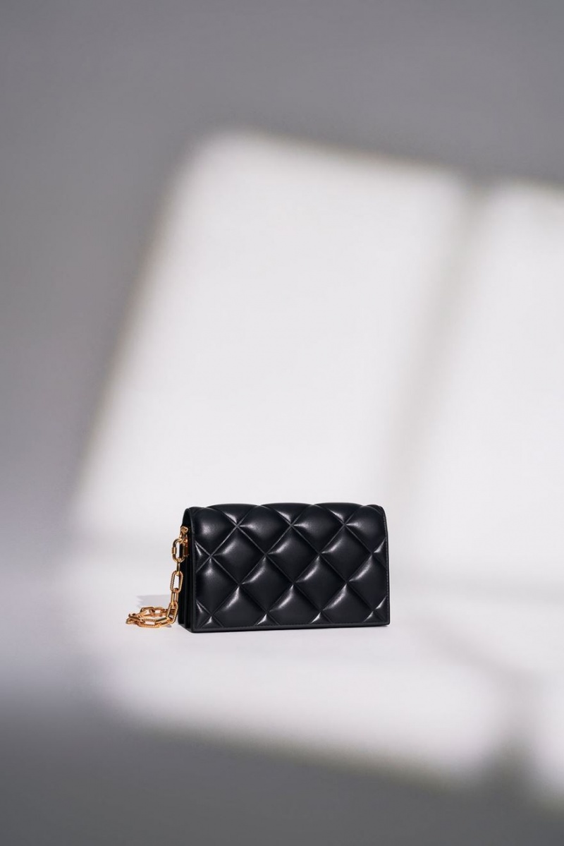 τσάντα clutch Charles And Keith Alcott Scarf Handle Καπιτονέ μαυρα | 03694-GQKB