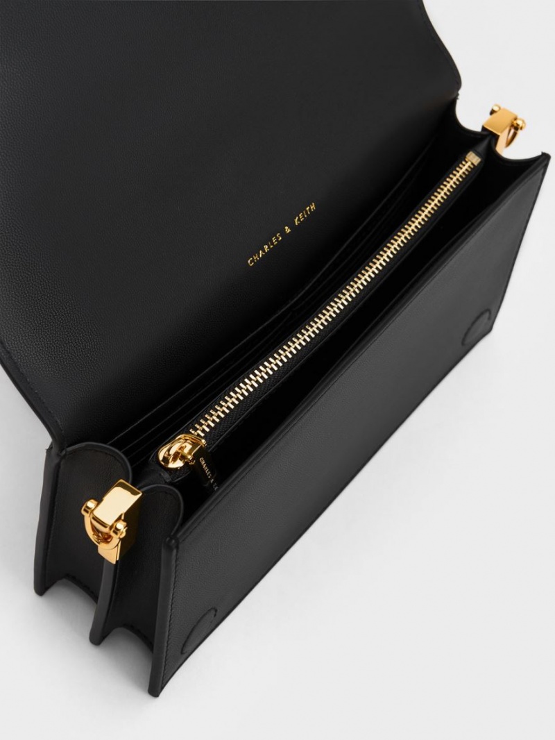 τσάντα clutch Charles And Keith Alcott Scarf Handle Καπιτονέ μαυρα | 03694-GQKB