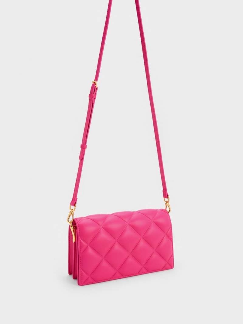 τσάντα clutch Charles And Keith Alcott Scarf Handle Καπιτονέ ροζ | 19452-GJPZ