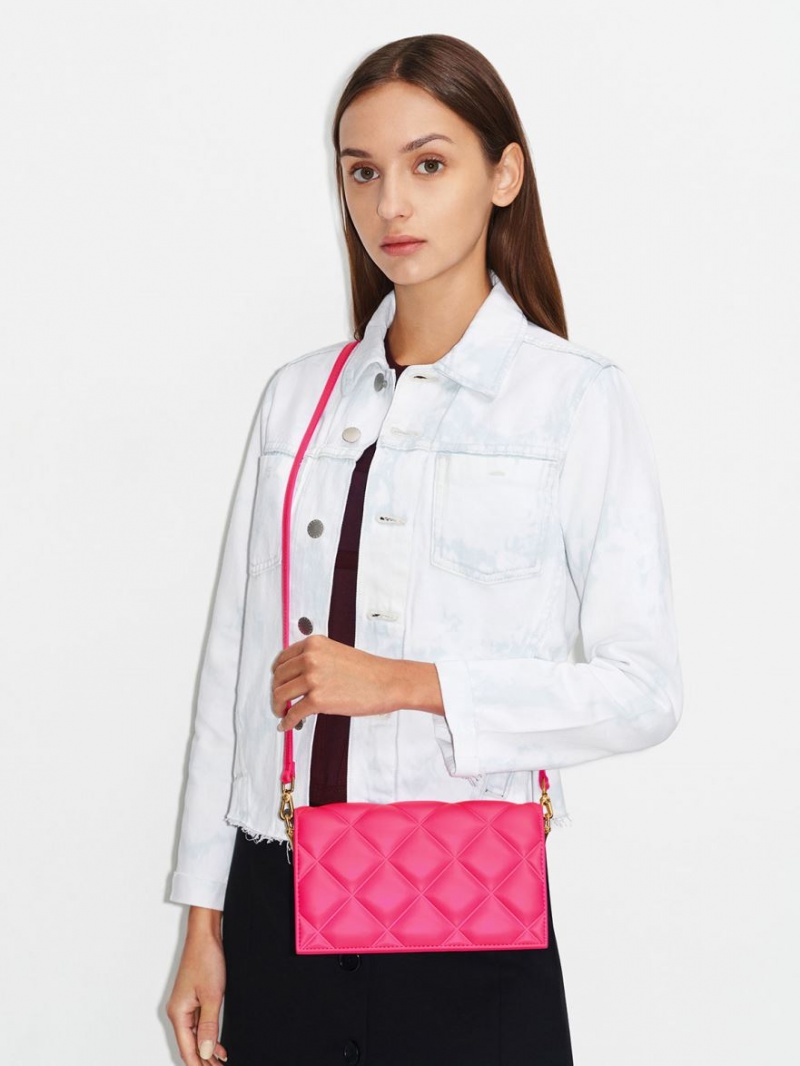 τσάντα clutch Charles And Keith Alcott Scarf Handle Καπιτονέ ροζ | 19452-GJPZ