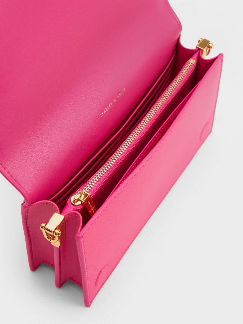 τσάντα clutch Charles And Keith Alcott Scarf Handle Καπιτονέ ροζ | 19452-GJPZ