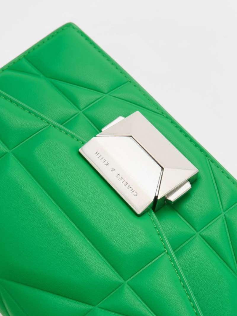 τσάντα clutch Charles And Keith Blanche Chevron Chain-λουρακια πρασινο | 29481-WITO
