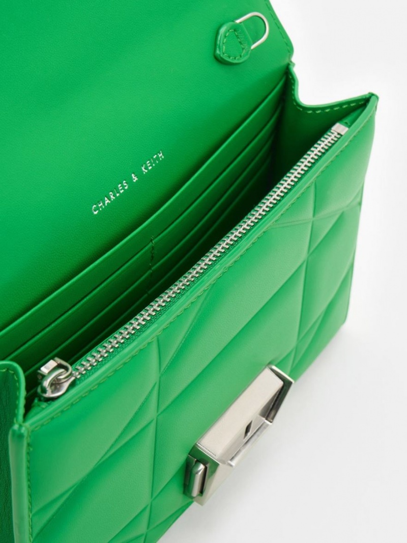 τσάντα clutch Charles And Keith Blanche Chevron Chain-λουρακια πρασινο | 29481-WITO