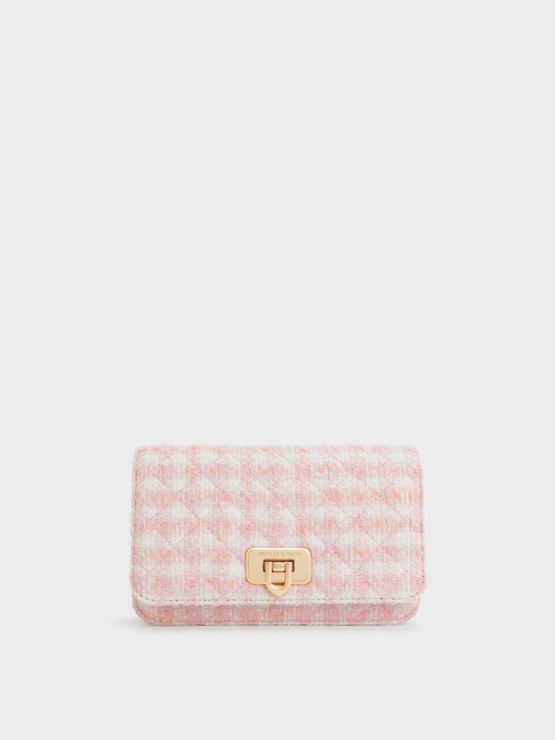 τσάντα clutch Charles And Keith Cressida Tweed Push-Lock ροζ | 79821-YCSH