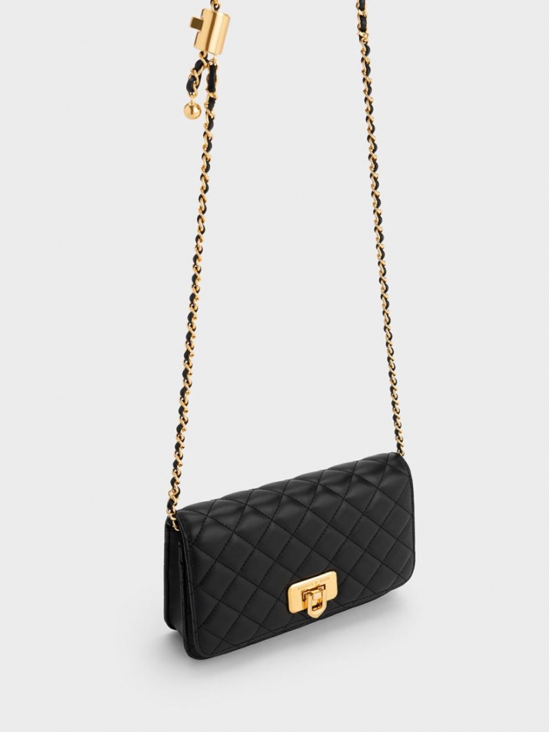 τσάντα clutch Charles And Keith Cressida Καπιτονέ Push-Lock μαυρα | 54186-VJSG