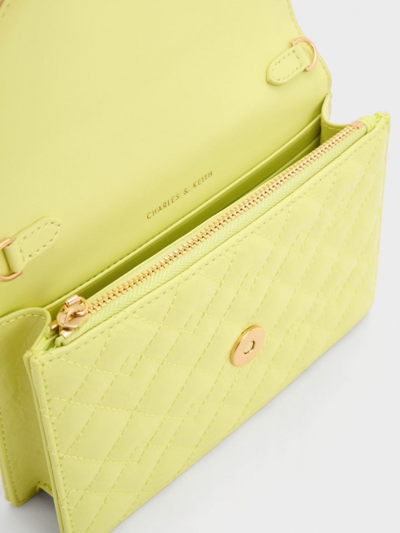 τσάντα clutch Charles And Keith Duo Καπιτονέ Envelope κίτρινα | 10428-PUWR