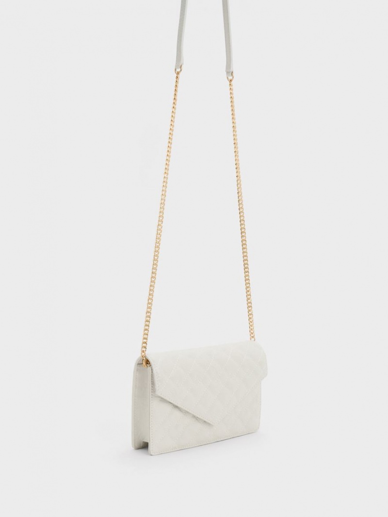 τσάντα clutch Charles And Keith Duo Καπιτονέ Envelope ασπρα | 86973-ERGU