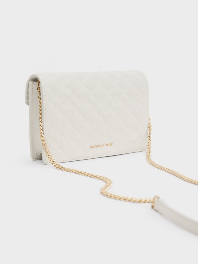 τσάντα clutch Charles And Keith Duo Καπιτονέ Envelope ασπρα | 86973-ERGU