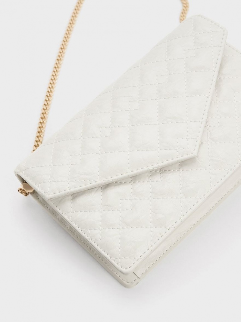 τσάντα clutch Charles And Keith Duo Καπιτονέ Envelope ασπρα | 86973-ERGU