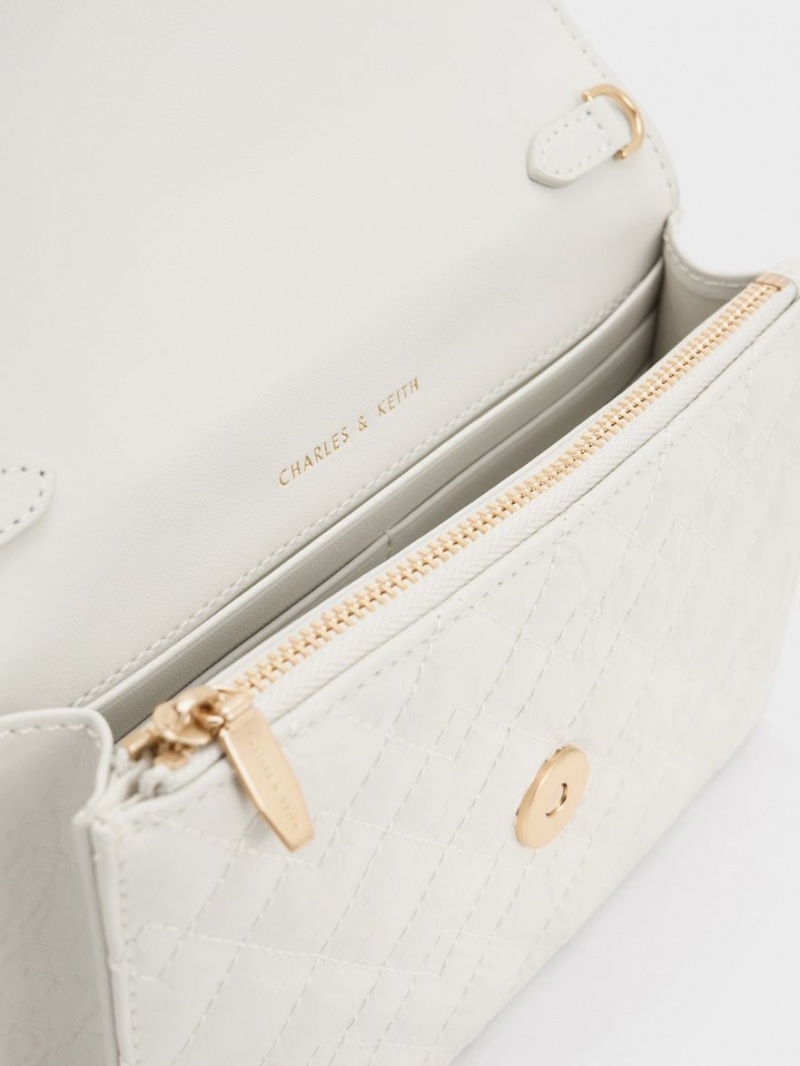 τσάντα clutch Charles And Keith Duo Καπιτονέ Envelope ασπρα | 86973-ERGU