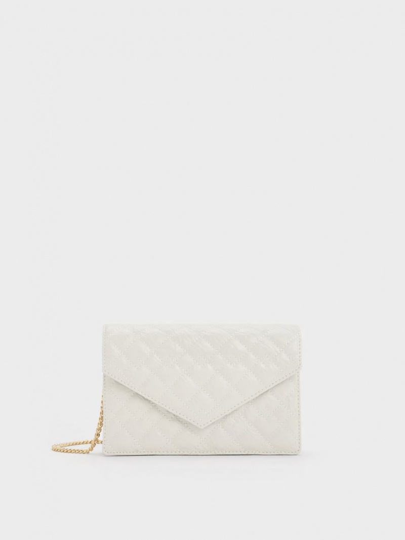 τσάντα clutch Charles And Keith Duo Καπιτονέ Envelope ασπρα | 86973-ERGU