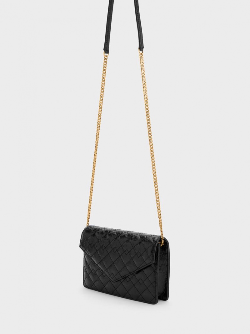 τσάντα clutch Charles And Keith Duo Καπιτονέ Envelope μαυρα | 80917-HCAB