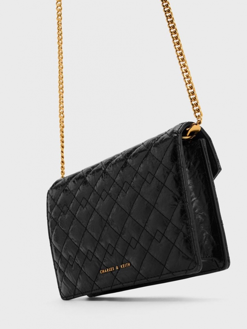τσάντα clutch Charles And Keith Duo Καπιτονέ Envelope μαυρα | 80917-HCAB