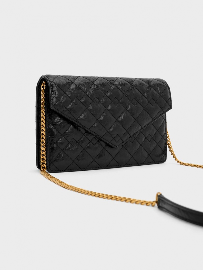 τσάντα clutch Charles And Keith Duo Καπιτονέ Envelope μαυρα | 80917-HCAB