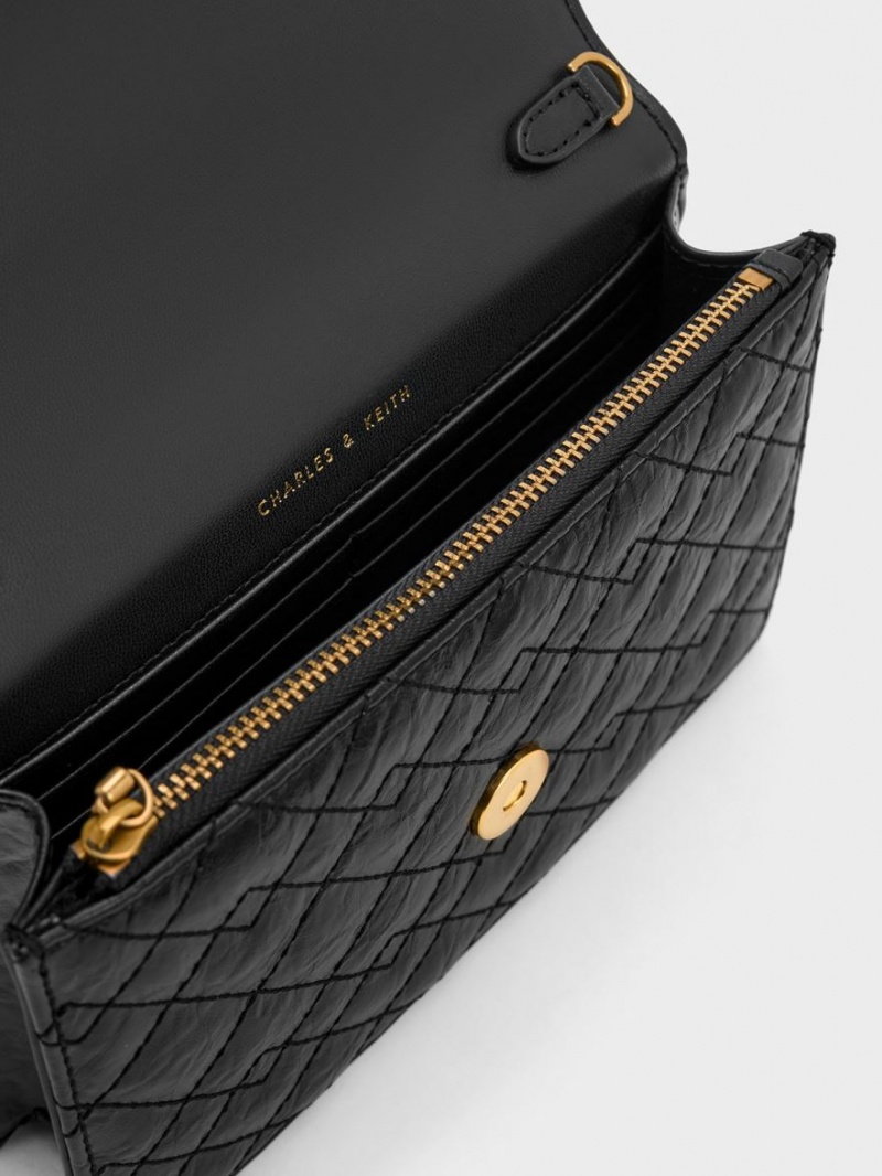 τσάντα clutch Charles And Keith Duo Καπιτονέ Envelope μαυρα | 80917-HCAB