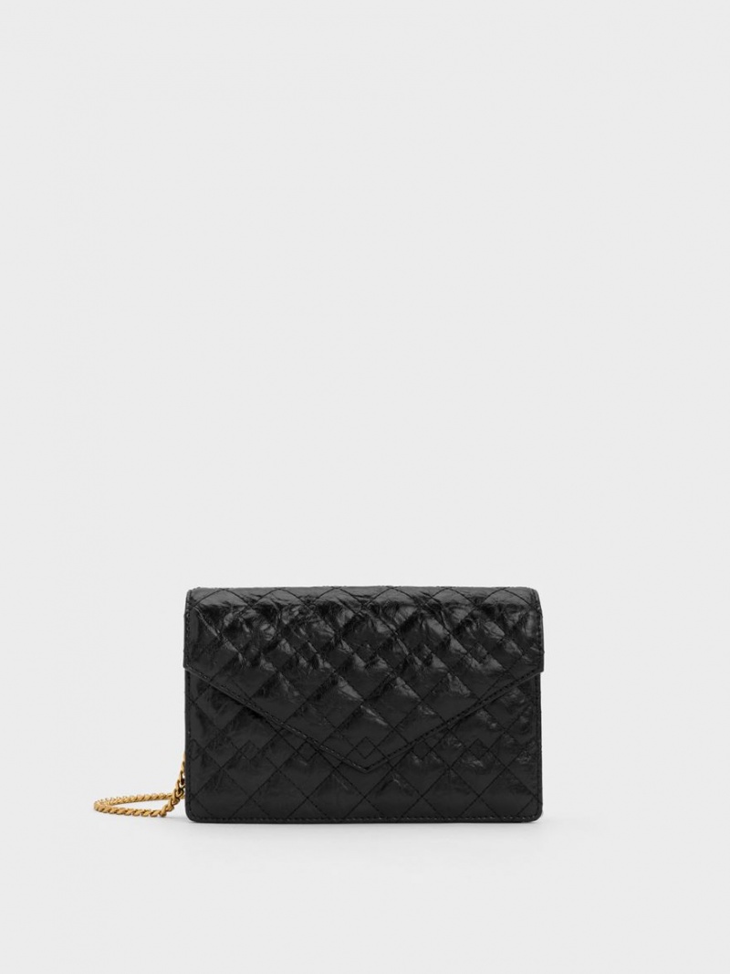 τσάντα clutch Charles And Keith Duo Καπιτονέ Envelope μαυρα | 80917-HCAB