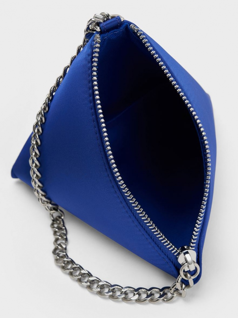 τσάντα clutch Charles And Keith Hera Satin Pyramid μπλε | 94062-JIWU