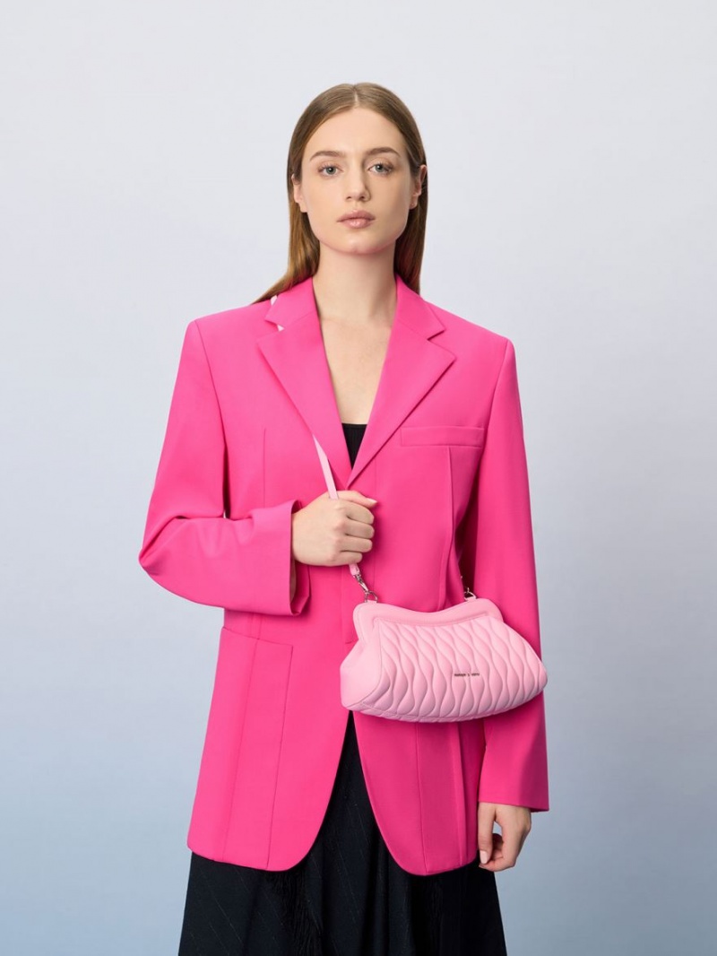 τσάντα clutch Charles And Keith Iva Acrylic Handle ροζ | 36945-XOWG