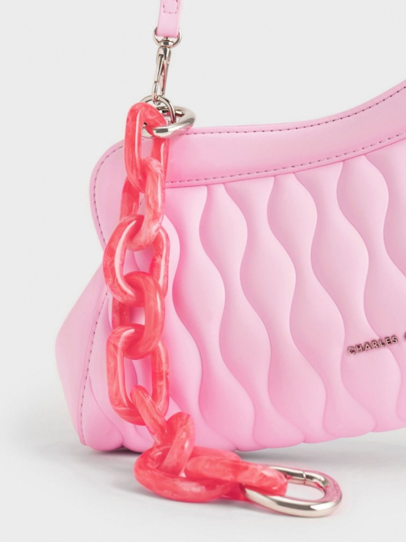 τσάντα clutch Charles And Keith Iva Acrylic Handle ροζ | 36945-XOWG
