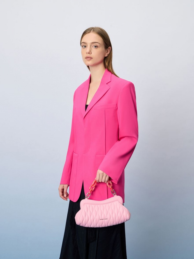 τσάντα clutch Charles And Keith Iva Acrylic Handle ροζ | 36945-XOWG