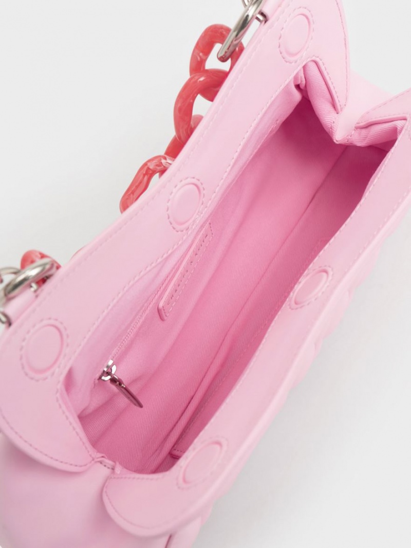 τσάντα clutch Charles And Keith Iva Acrylic Handle ροζ | 36945-XOWG