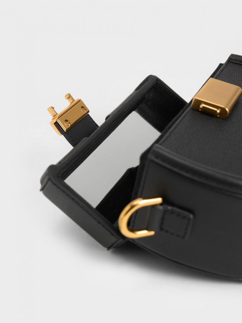 τσάντα clutch Charles And Keith Leona Belted Geometric μαυρα | 16759-RVCB