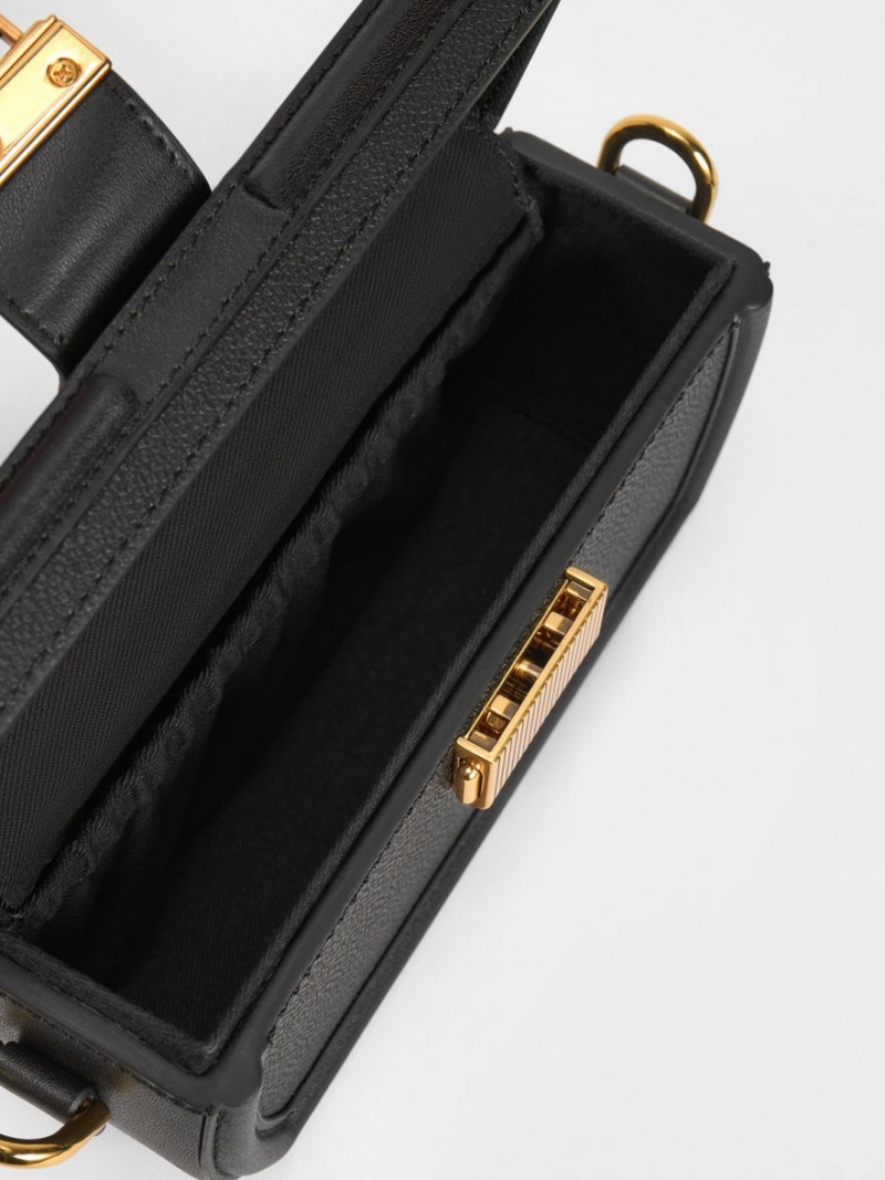 τσάντα clutch Charles And Keith Leona Belted Geometric μαυρα | 16759-RVCB