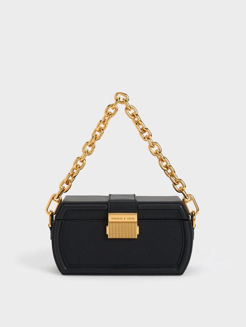 τσάντα clutch Charles And Keith Leona Belted Geometric μαυρα | 16759-RVCB