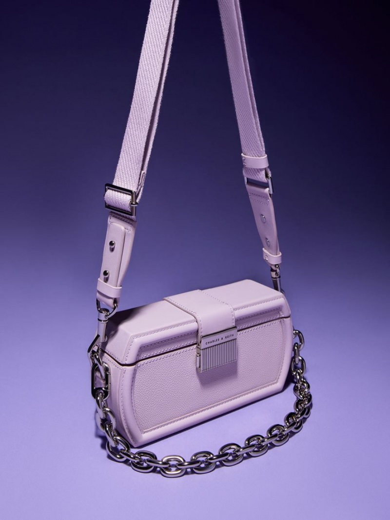 τσάντα clutch Charles And Keith Leona Belted Geometric μωβ | 81920-MZQB