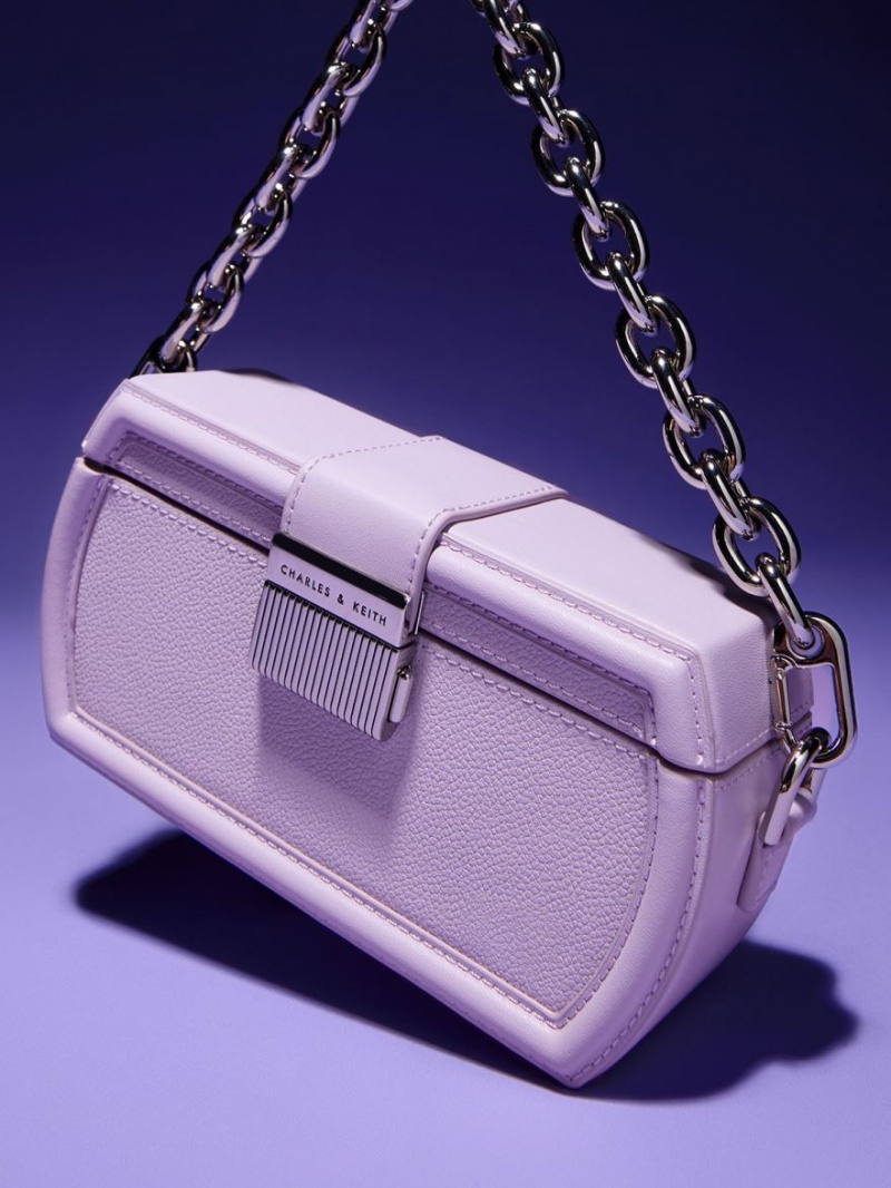 τσάντα clutch Charles And Keith Leona Belted Geometric μωβ | 81920-MZQB