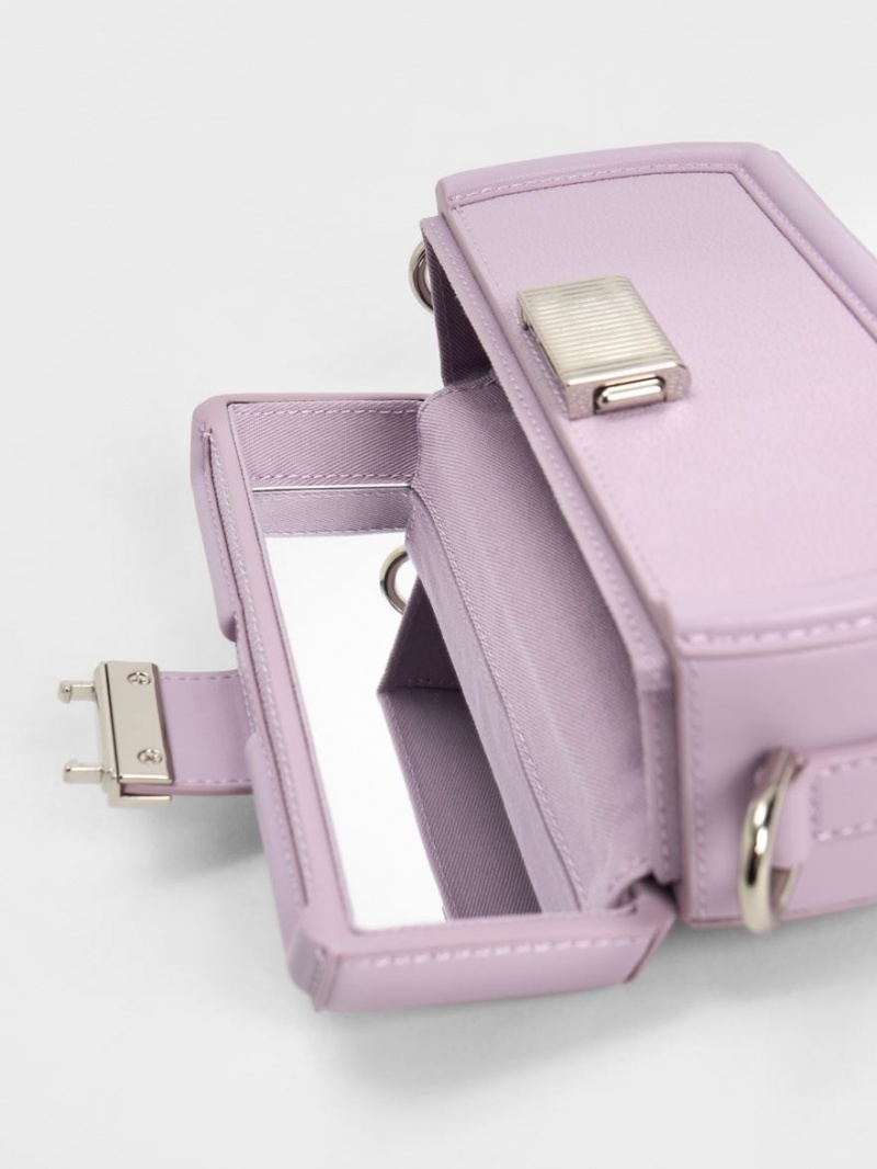 τσάντα clutch Charles And Keith Leona Belted Geometric μωβ | 81920-MZQB