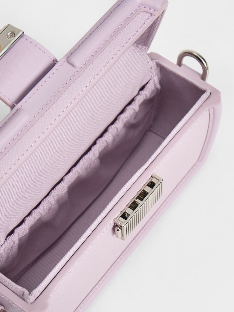 τσάντα clutch Charles And Keith Leona Belted Geometric μωβ | 81920-MZQB