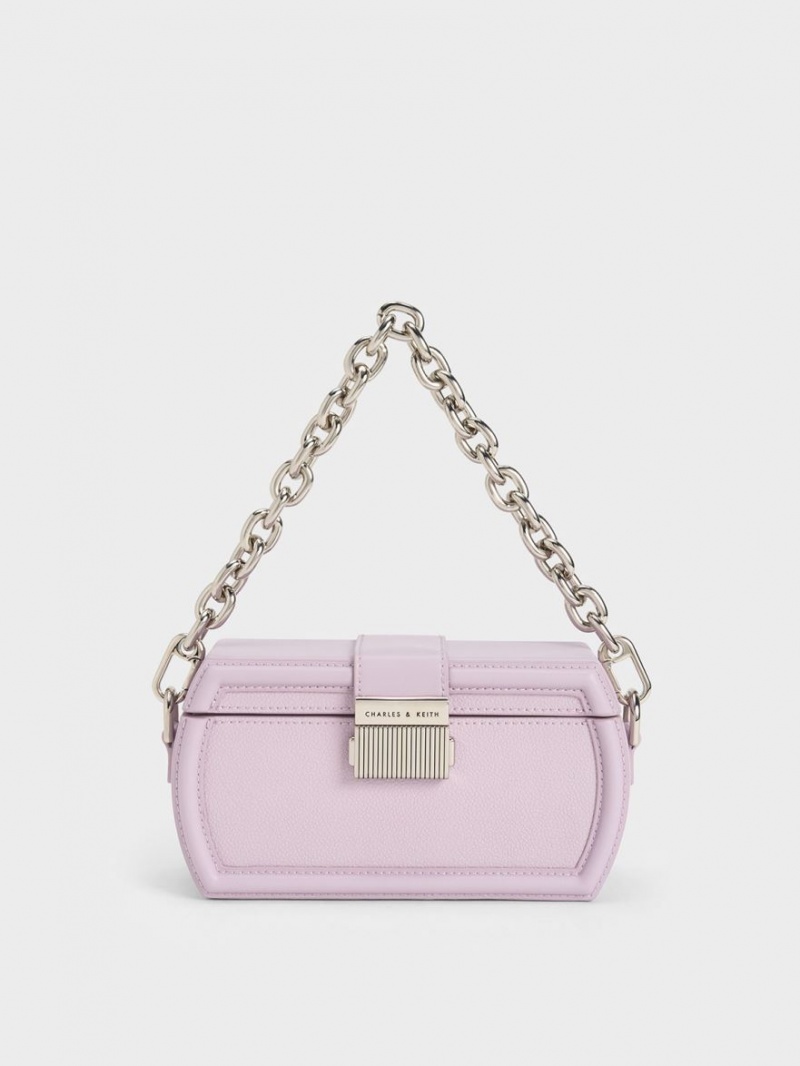 τσάντα clutch Charles And Keith Leona Belted Geometric μωβ | 81920-MZQB
