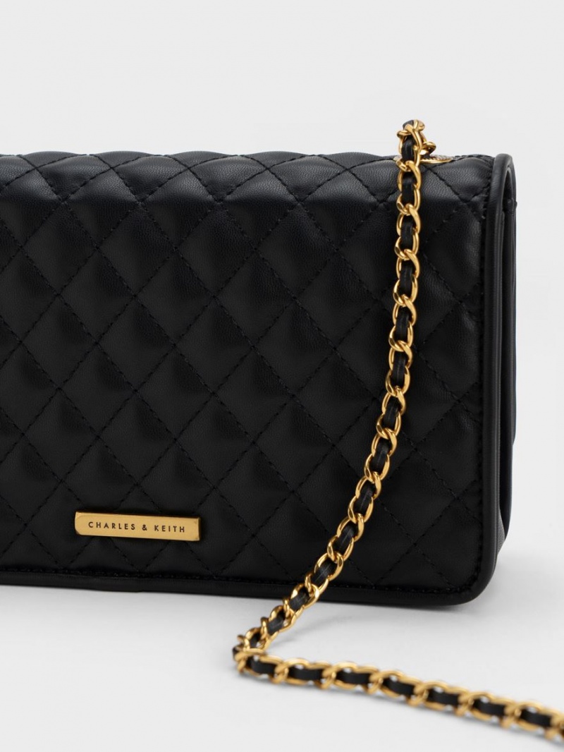 τσάντα clutch Charles And Keith Metallic Turn-Lock Καπιτονέ μαυρα | 80176-PWIN
