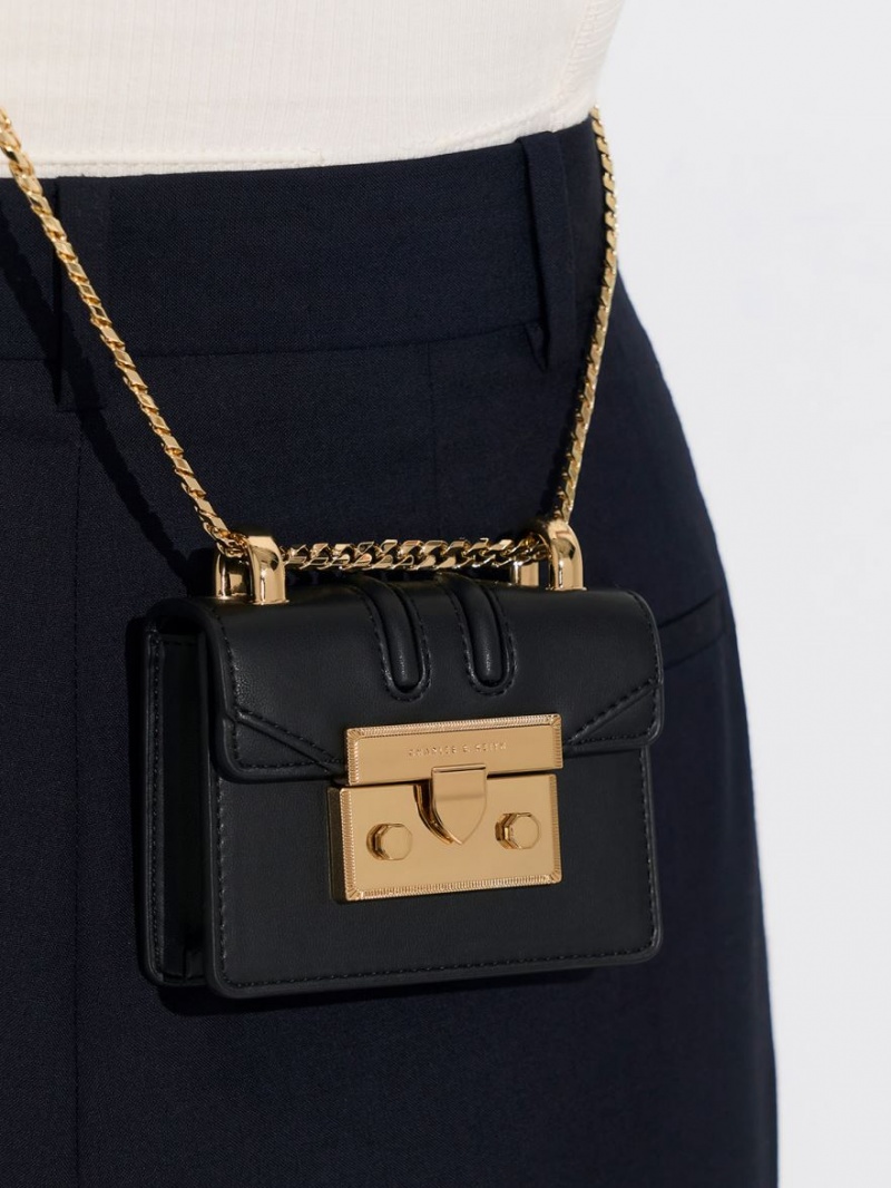 τσάντα clutch Charles And Keith Micro Charm-Embellished μαυρα | 46358-VNCL