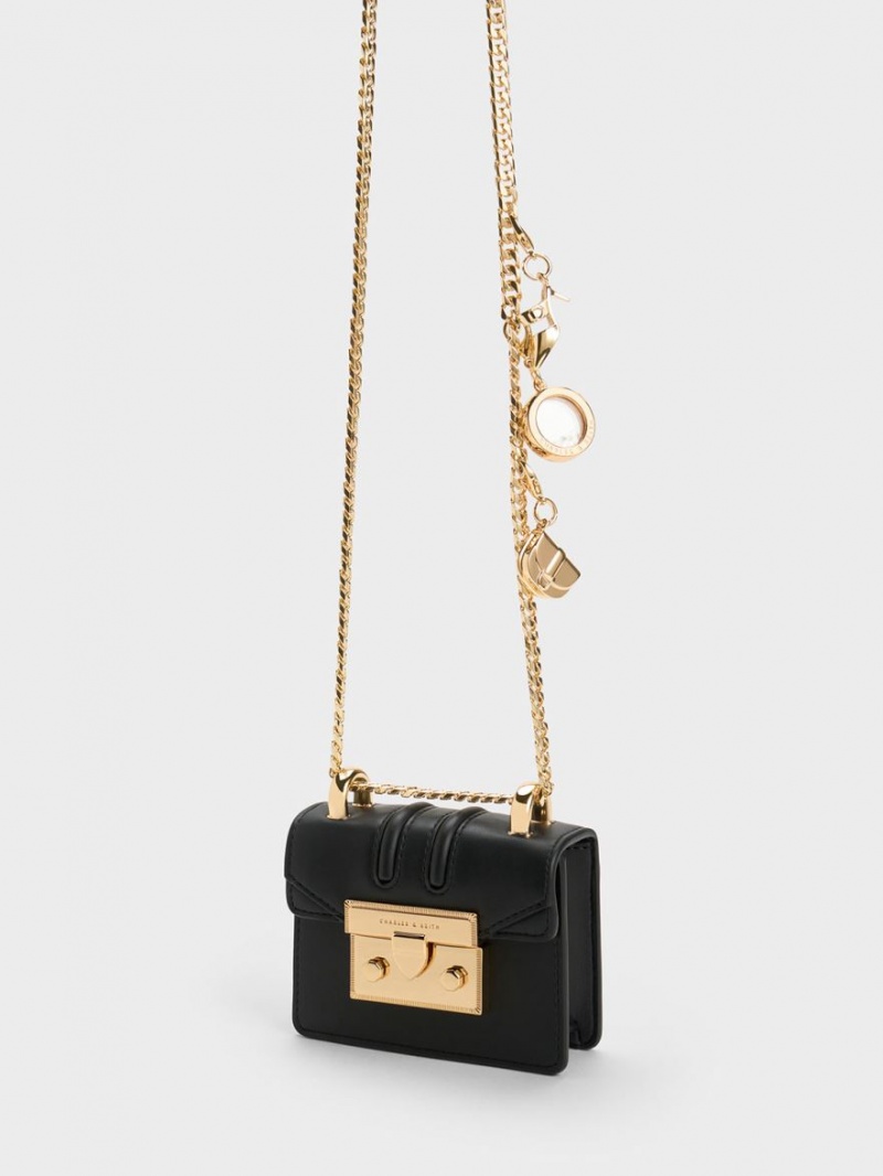 τσάντα clutch Charles And Keith Micro Charm-Embellished μαυρα | 46358-VNCL