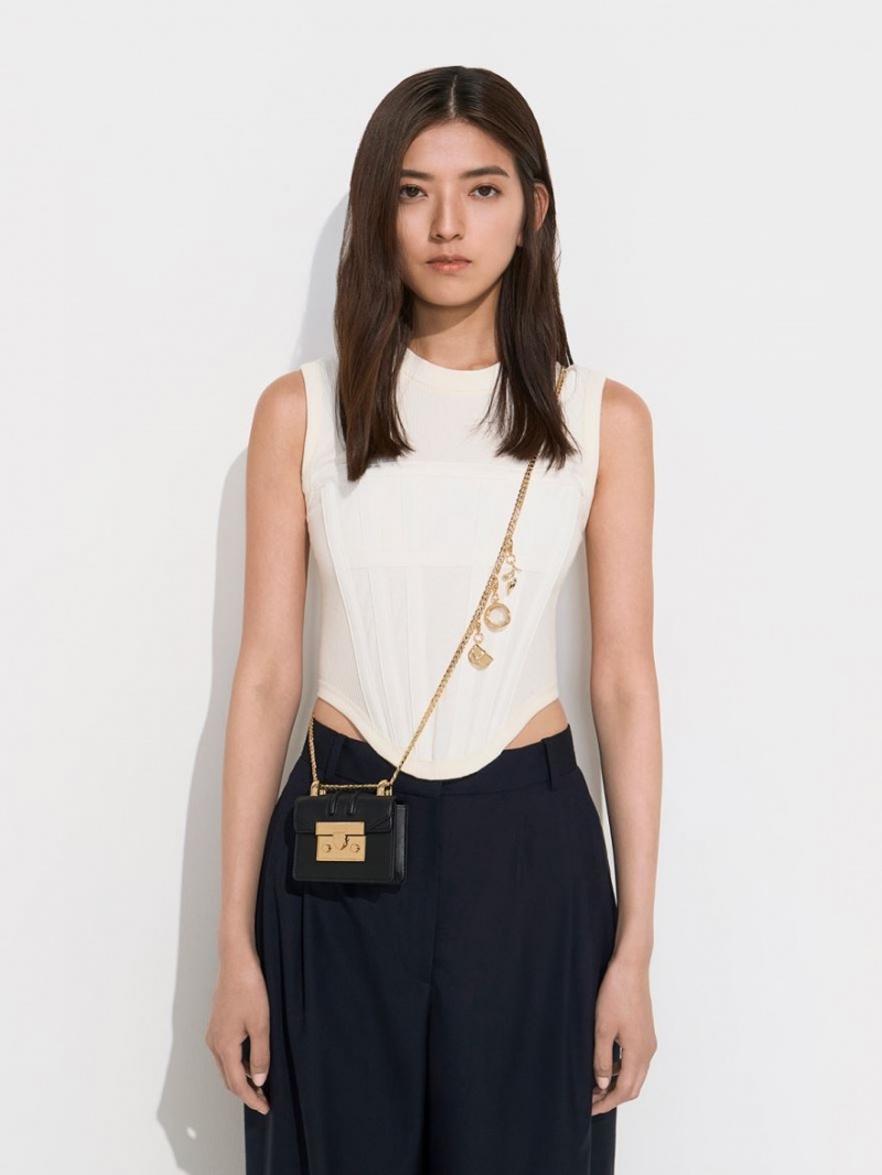 τσάντα clutch Charles And Keith Micro Charm-Embellished μαυρα | 46358-VNCL