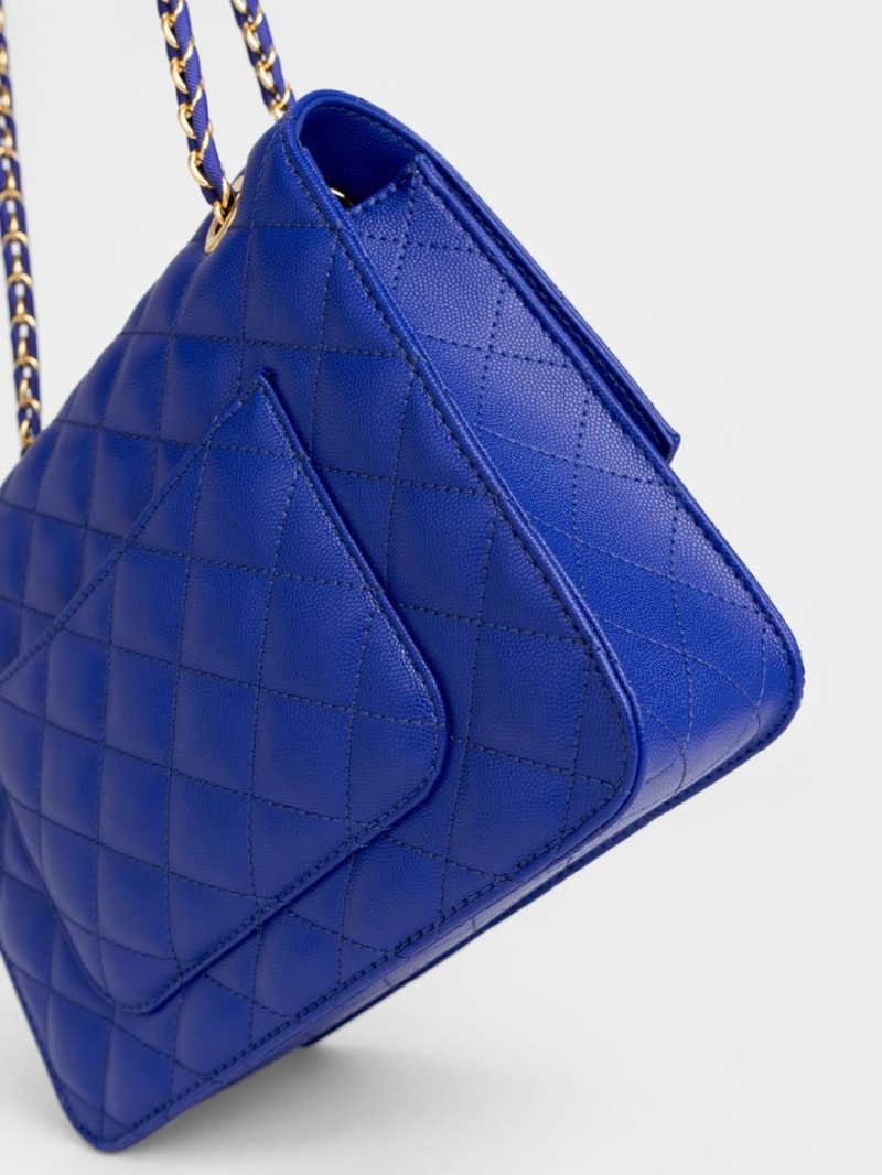 τσάντα clutch Charles And Keith Καπιτονέ Chain λουρακια μπλε | 92548-GNXU