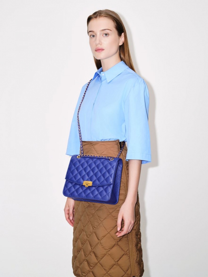 τσάντα clutch Charles And Keith Καπιτονέ Chain λουρακια μπλε | 92548-GNXU